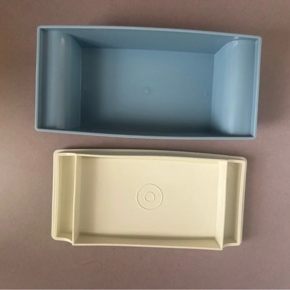 Tupperware Blue and Cream Butter Dish